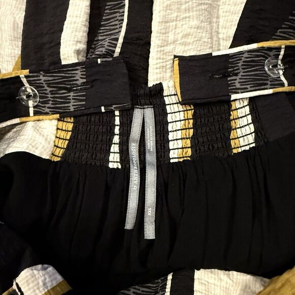 Anthropologie Square Neck Waistless Midi Dress Black Yellow Flowy Size XXS Boho - Picture 11 of 13